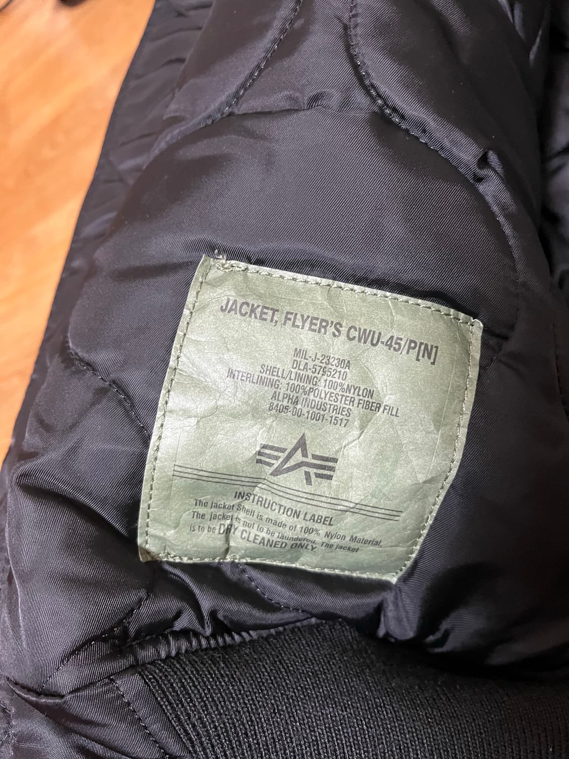 알파 인더스트리 CWU 45 블랙 상품이미지7