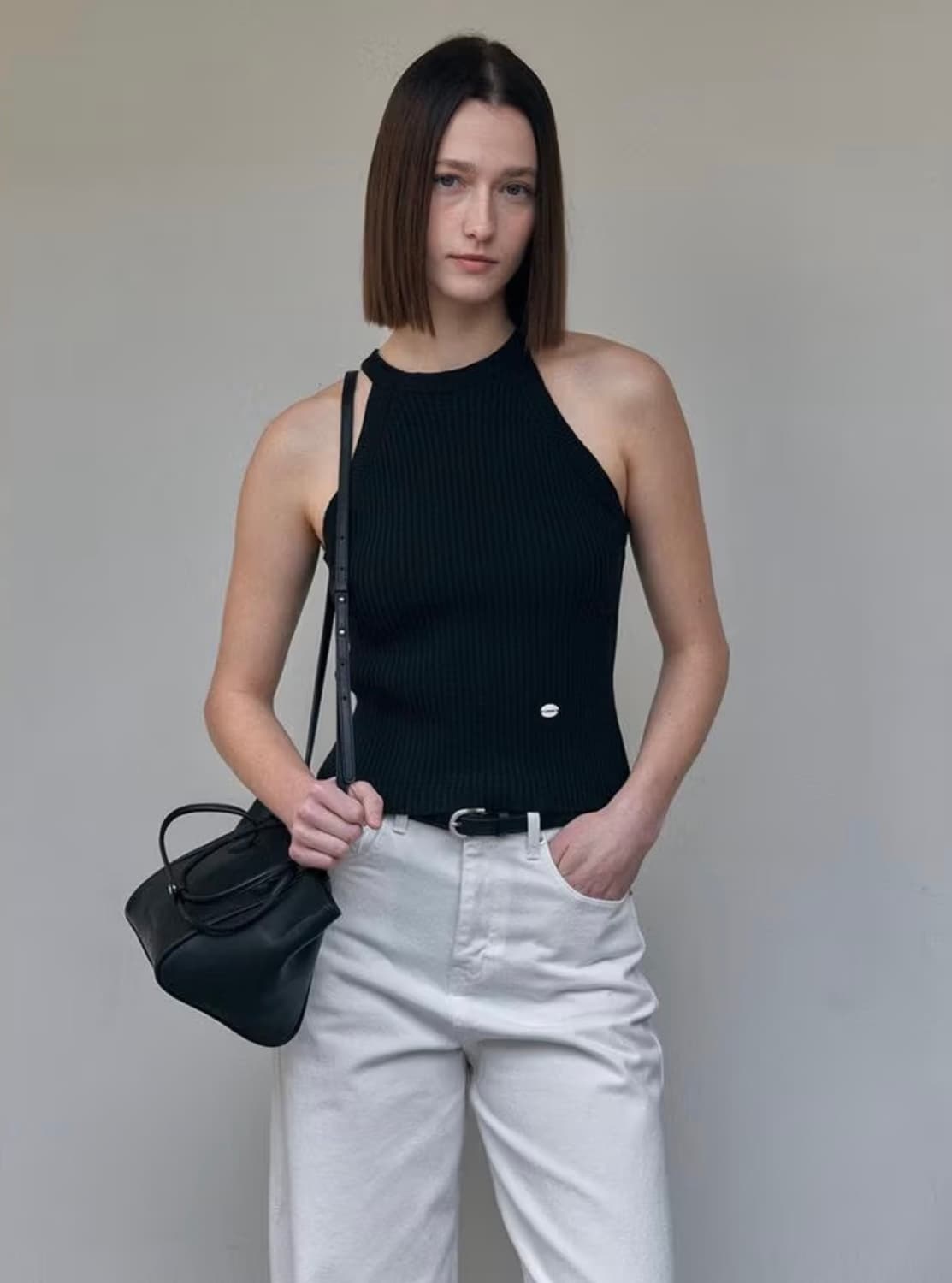 보카바카 반팔 니트 랩 가디건+홀터 슬리브리스 SET 상품이미지3