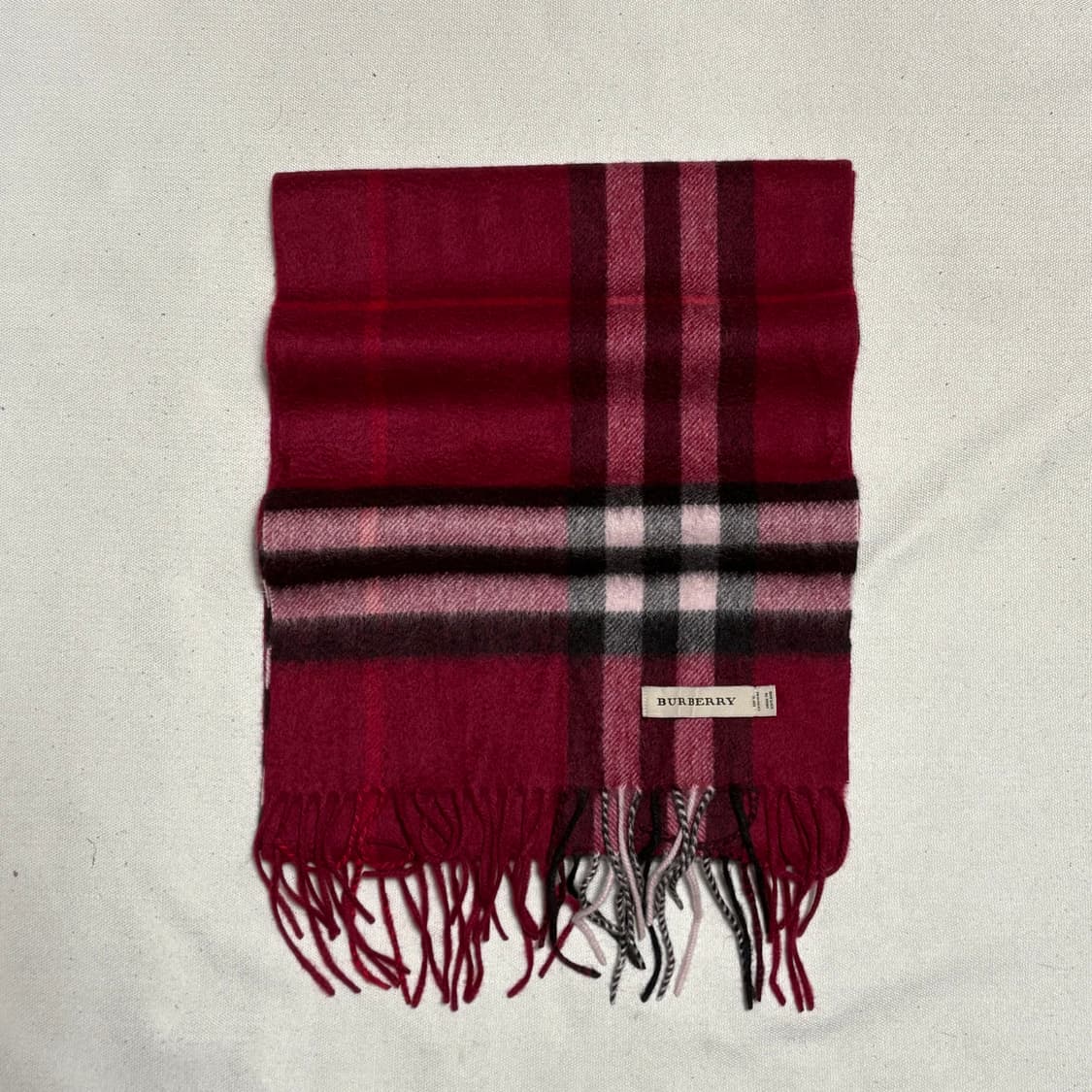 OS 버버리 와인 노바체크 캐시미어 머플러 상품이미지2