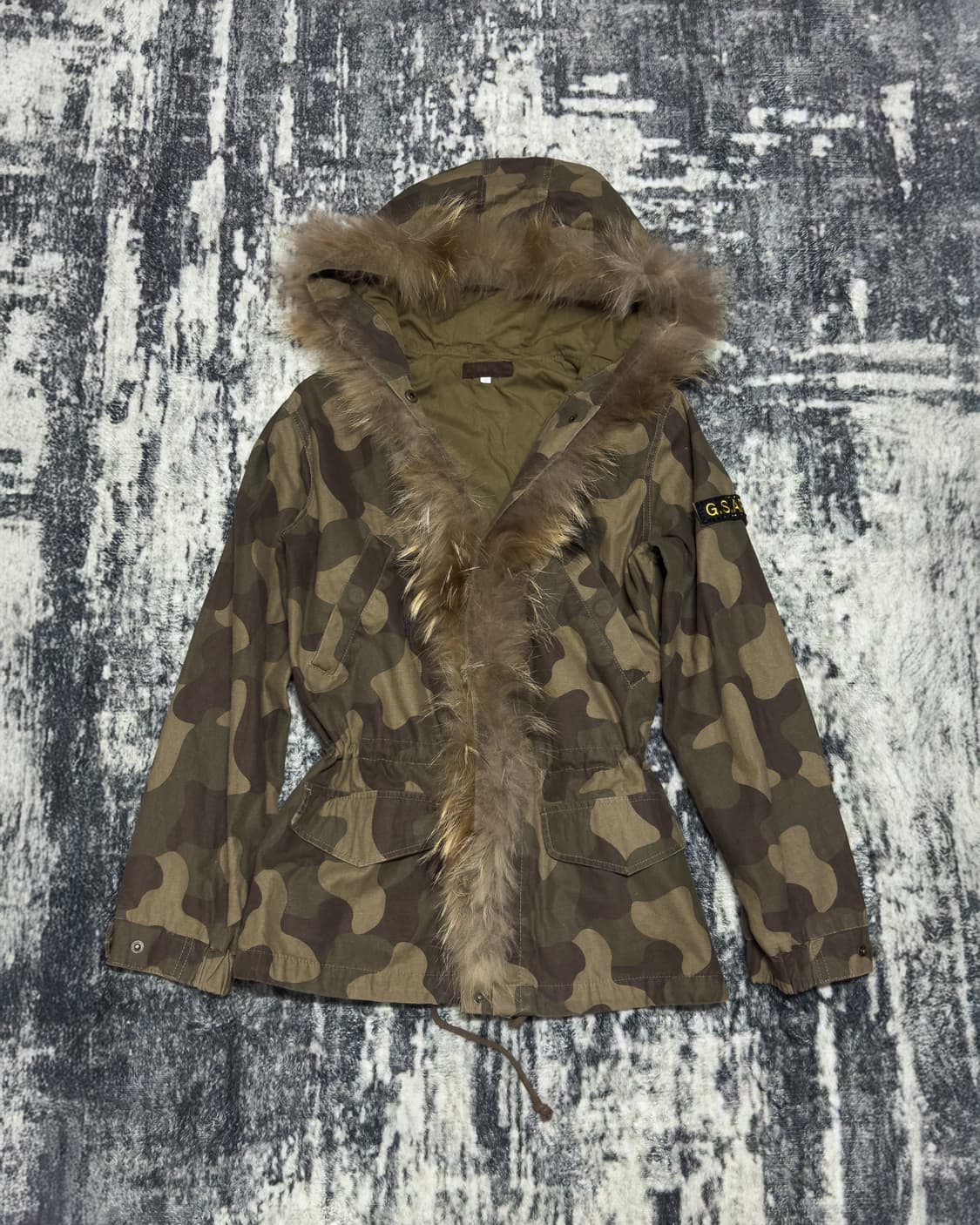 Y2K Faux Fur-Trim Camo Parka 상품이미지2
