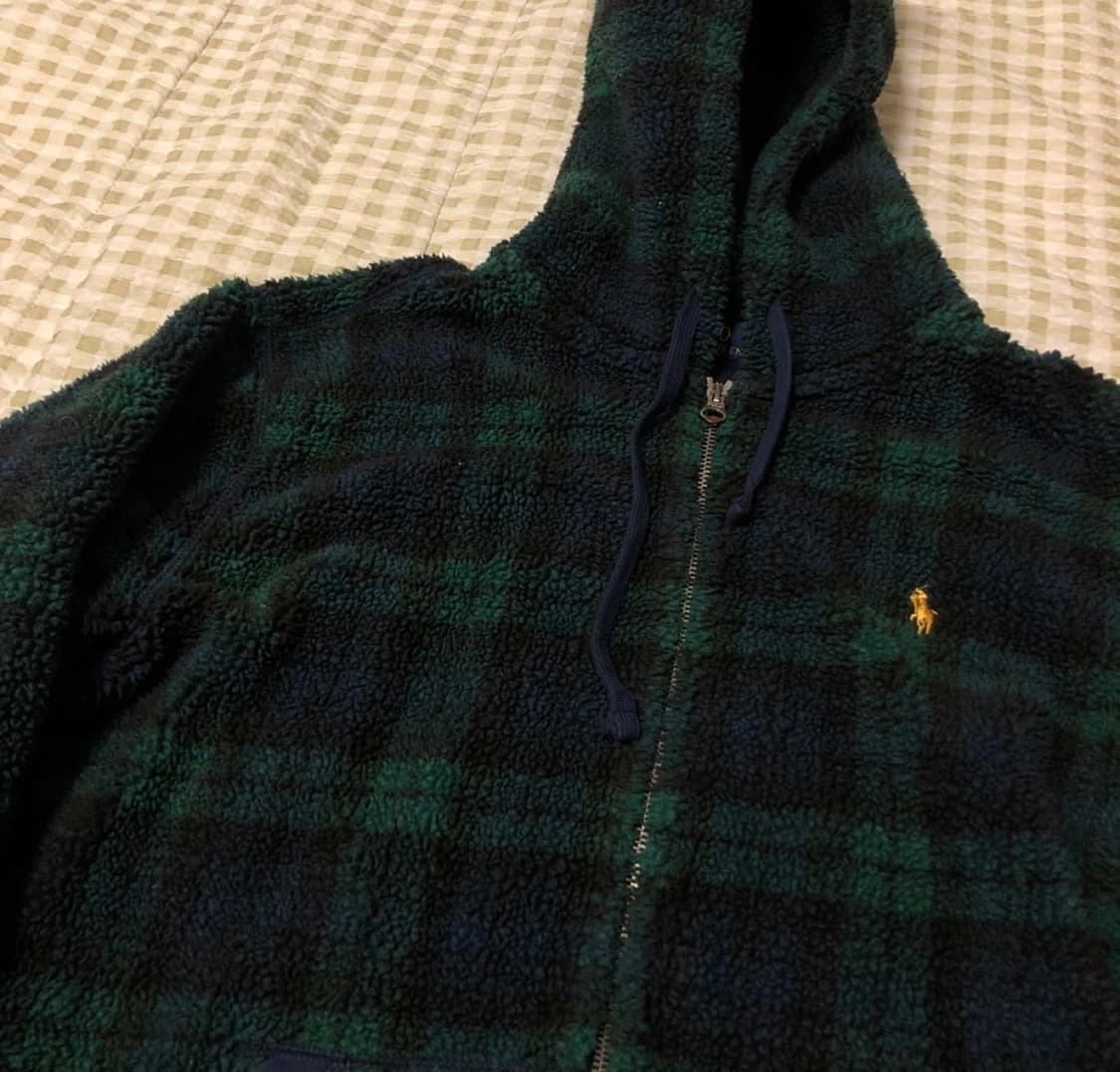 폴로 랄프로렌 블랙와치 타탄체크 후드집업 M 상품이미지1