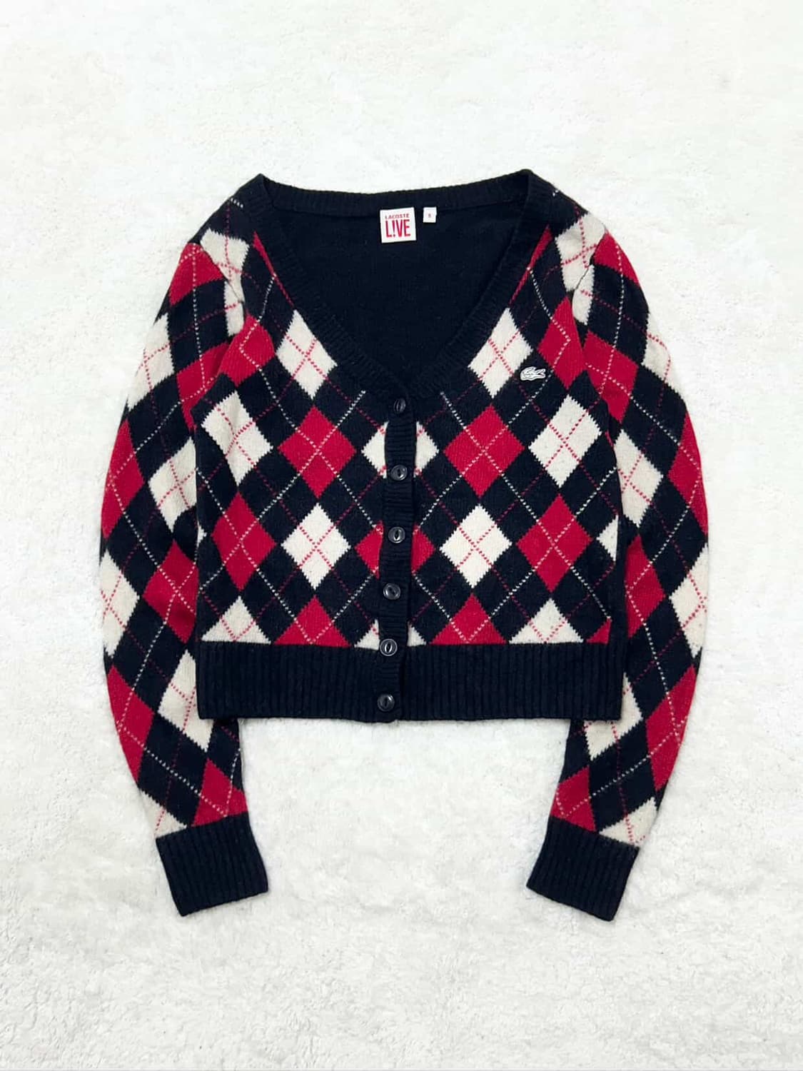 라코스테 아가일체크 캐시혼방 울 가디건 상품이미지6