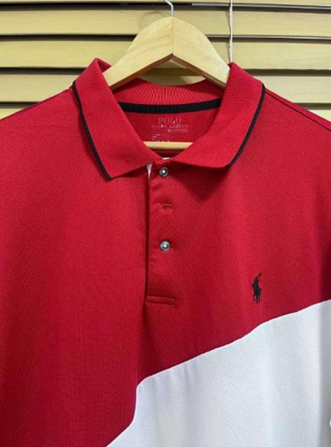 폴로랄프로렌 남성 레드배색PK카라반팔티셔츠 XL사이즈 상품이미지1
