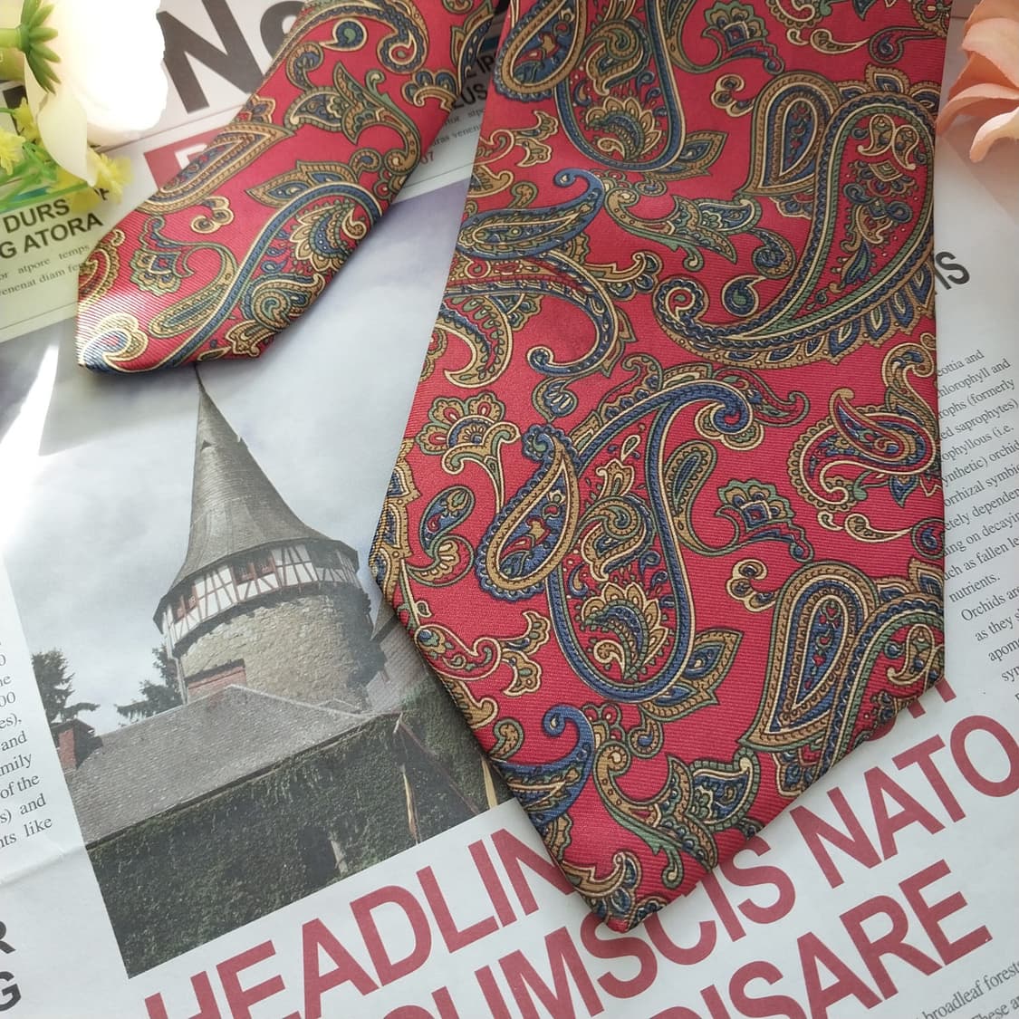 레오나르도 스트렐리 실크 레드 넥타이 9.8cm A+등급 K1295
 상품이미지4