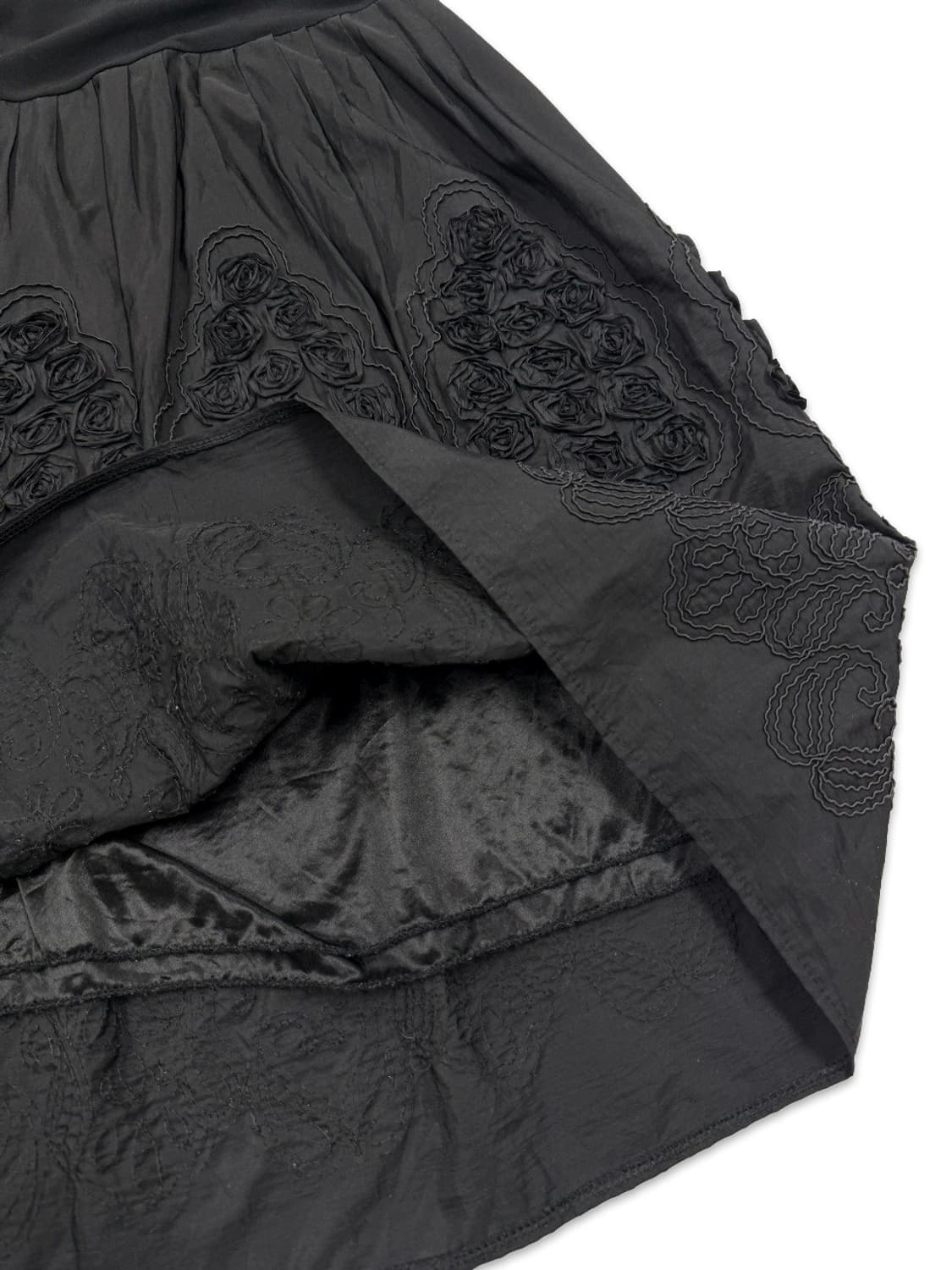 빈티지 블랙 로즈 플레어 미디 스커트 상품이미지3