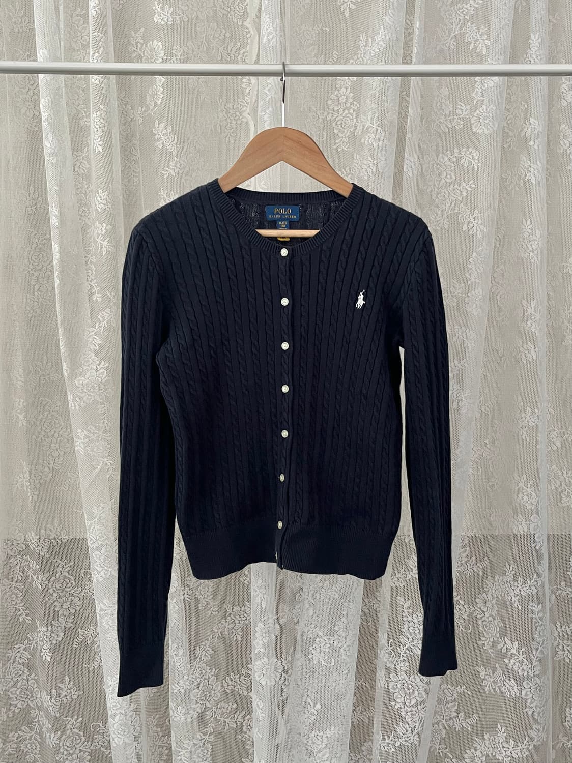 XL) 신형 폴로 랄프로렌 걸즈 꽈배기 가디건 네이비 상품이미지1