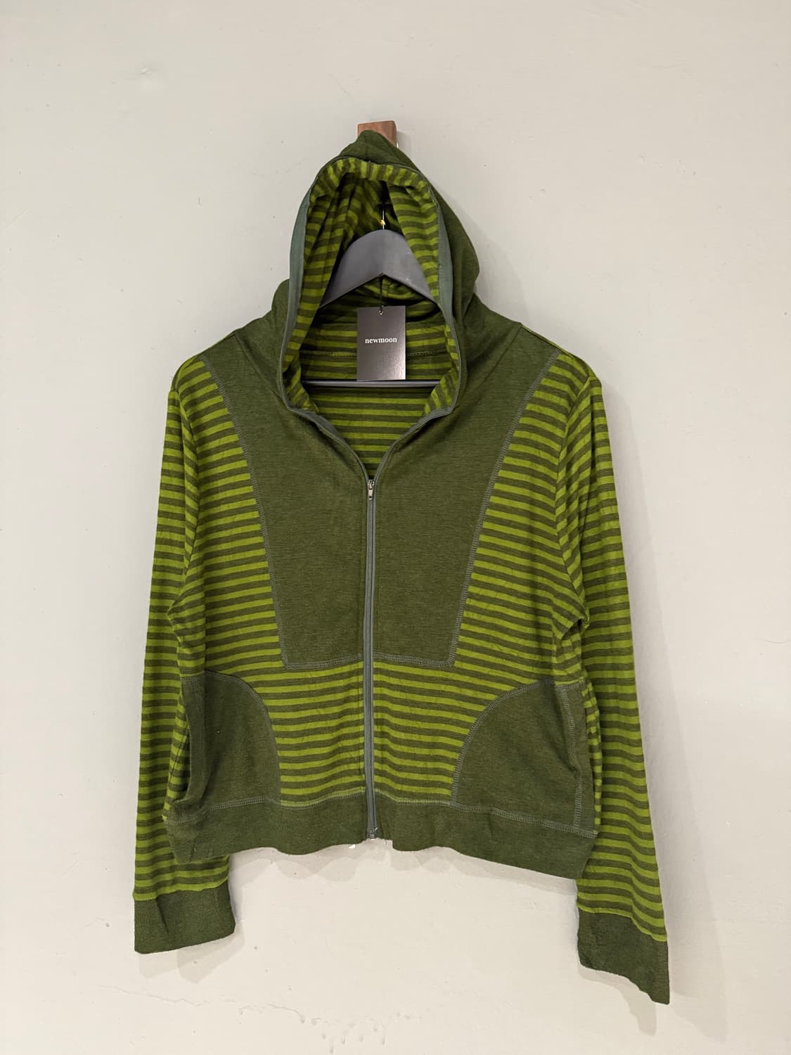 green stripe pattern full zip-up 상품이미지4