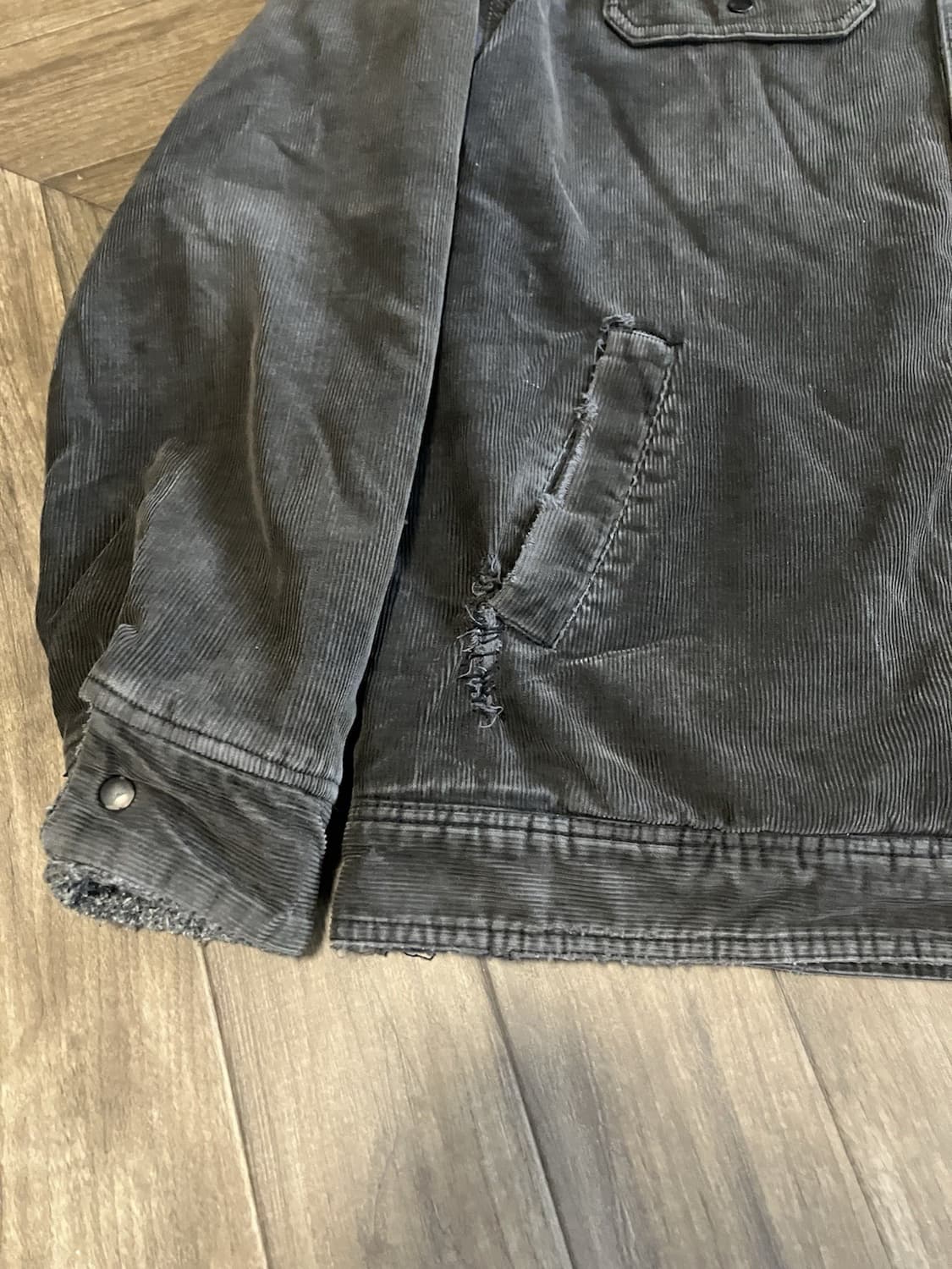 90s 스투시 코듀로이 셰르파 트러커 자켓 블랙 상품이미지4