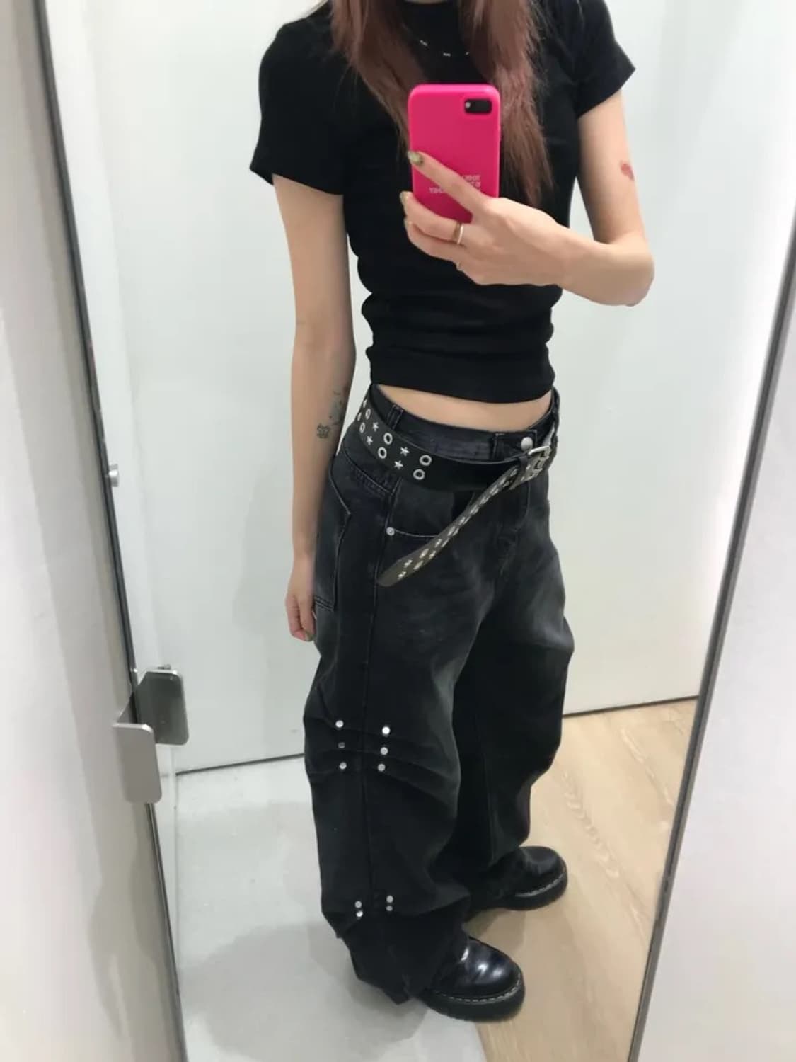 급처)갱갱샵 사이드 스터드 링클 데님 팬츠 바지 s 미스치프 보헤미안서울 상품이미지1