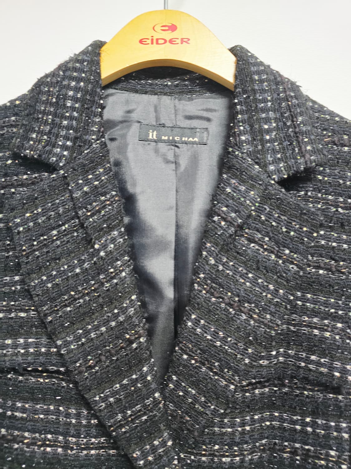 it MICHAA 트위드 블랙 롱 코트 상품이미지2