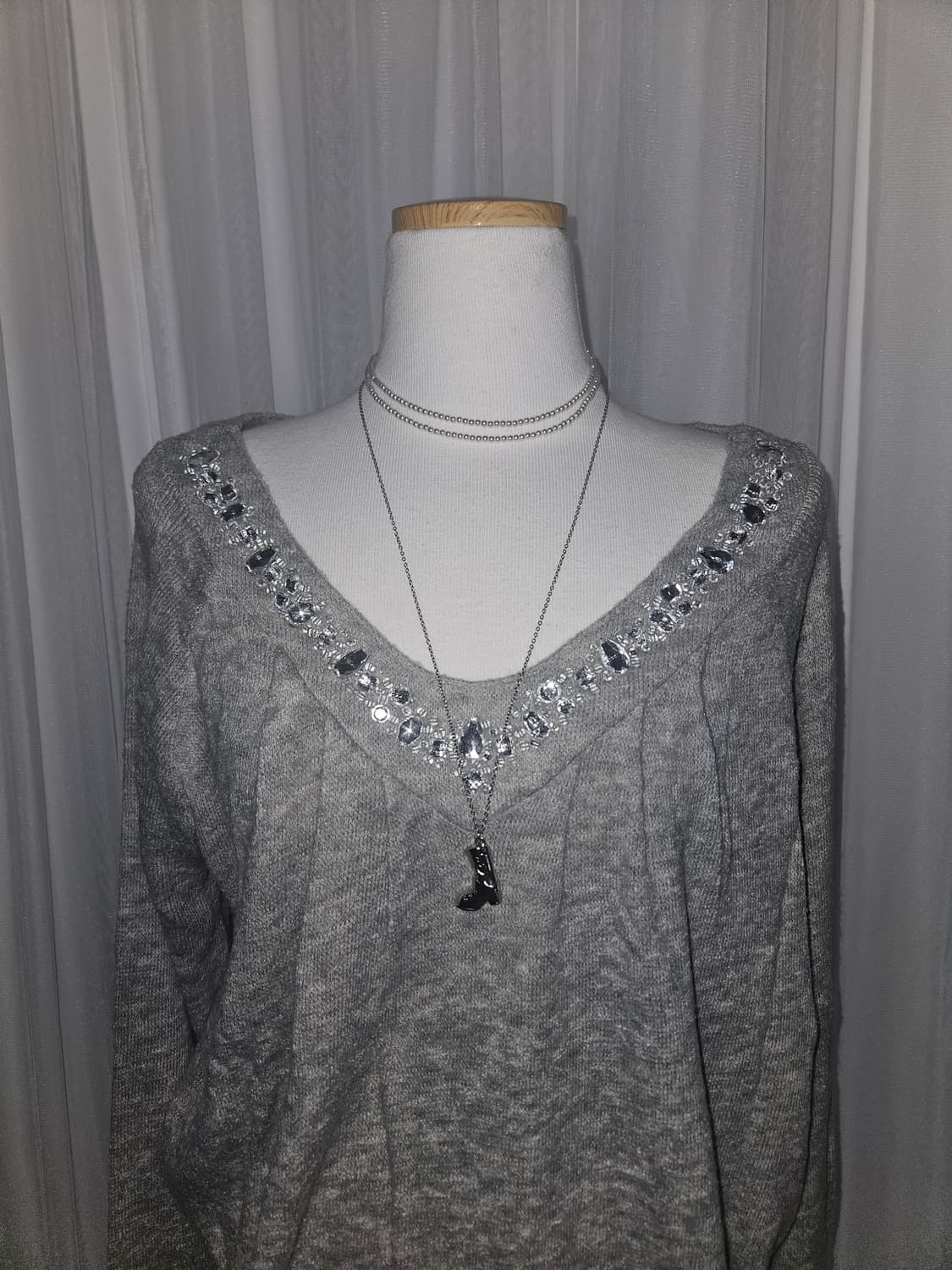 ryuryu 히메갸루 주얼리 스노우그레이 니트 상품이미지2