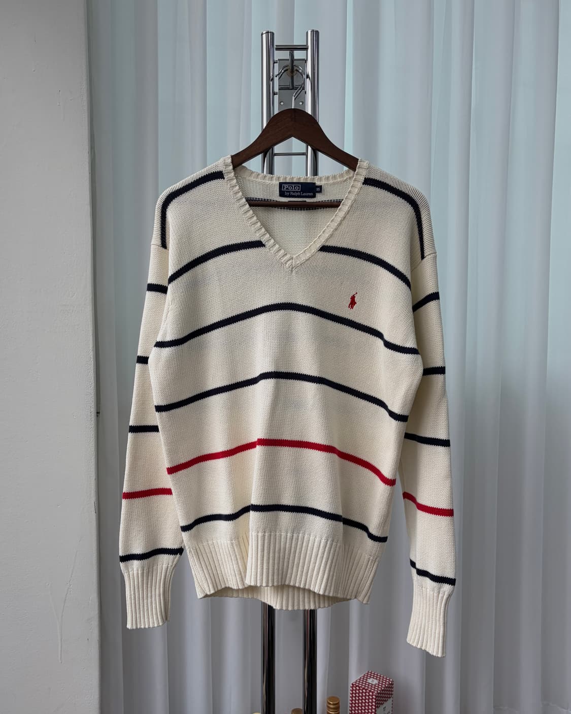 [M]폴로 랄프로렌 스트라이프 브이넥 코튼 니트 상품이미지2