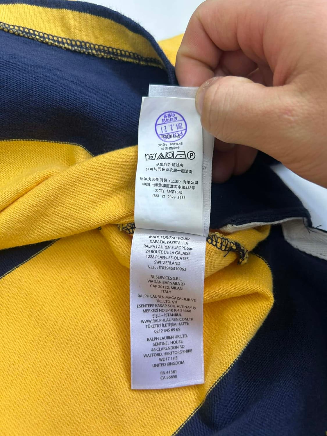 [L] 폴로 랄프로렌 24ss 신형 스트라이프 럭비 셔츠 카라넥 슬리브 상품이미지6