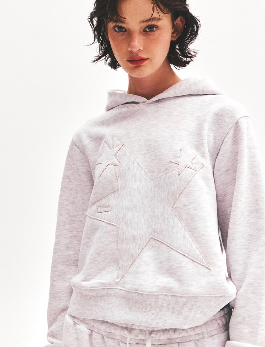 킴스 프레시 코튼 마켓 크롭 별 후드 상품이미지2