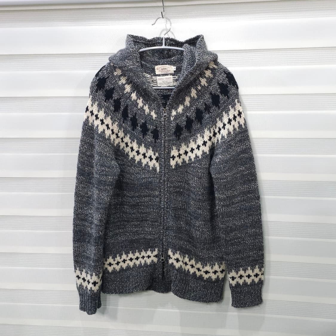 일본 gim 핸드메이드 투웨이 후드집업 니트 M 상품이미지1