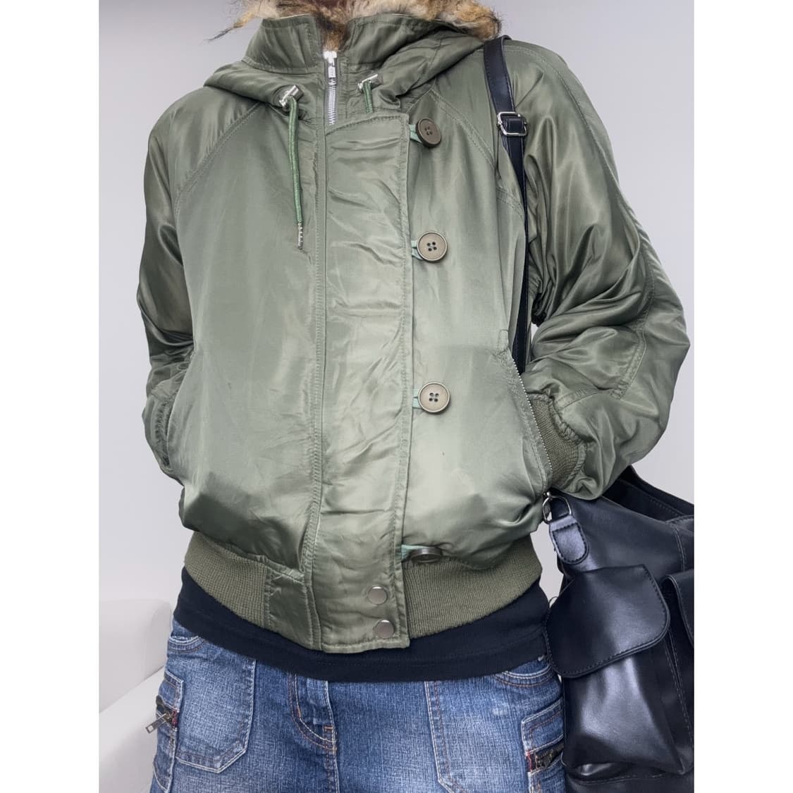 빈티지 카키 y2k 봄버 자켓 상품이미지3