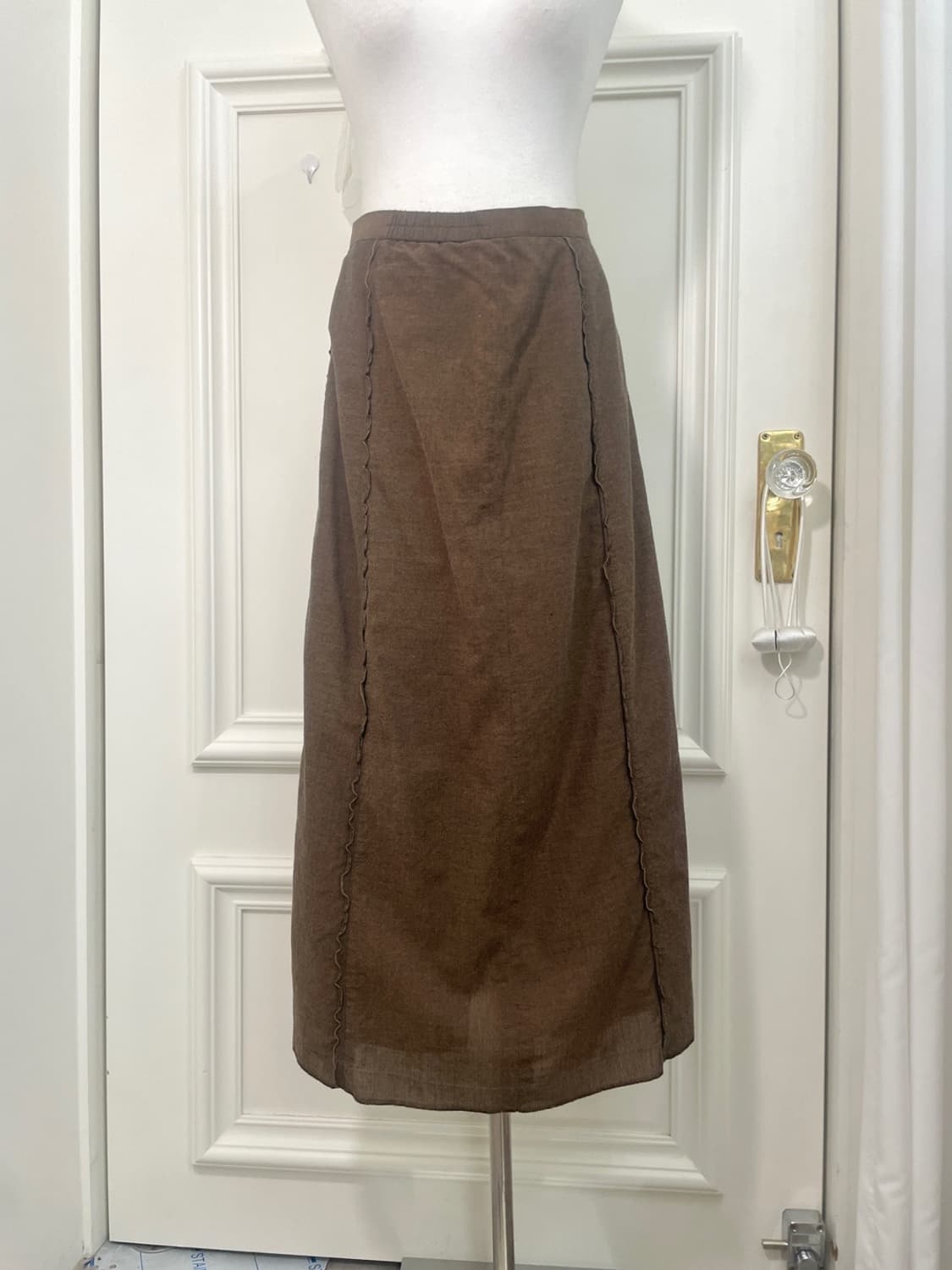 brown mini ruffle point mori long skirt 상품이미지4
