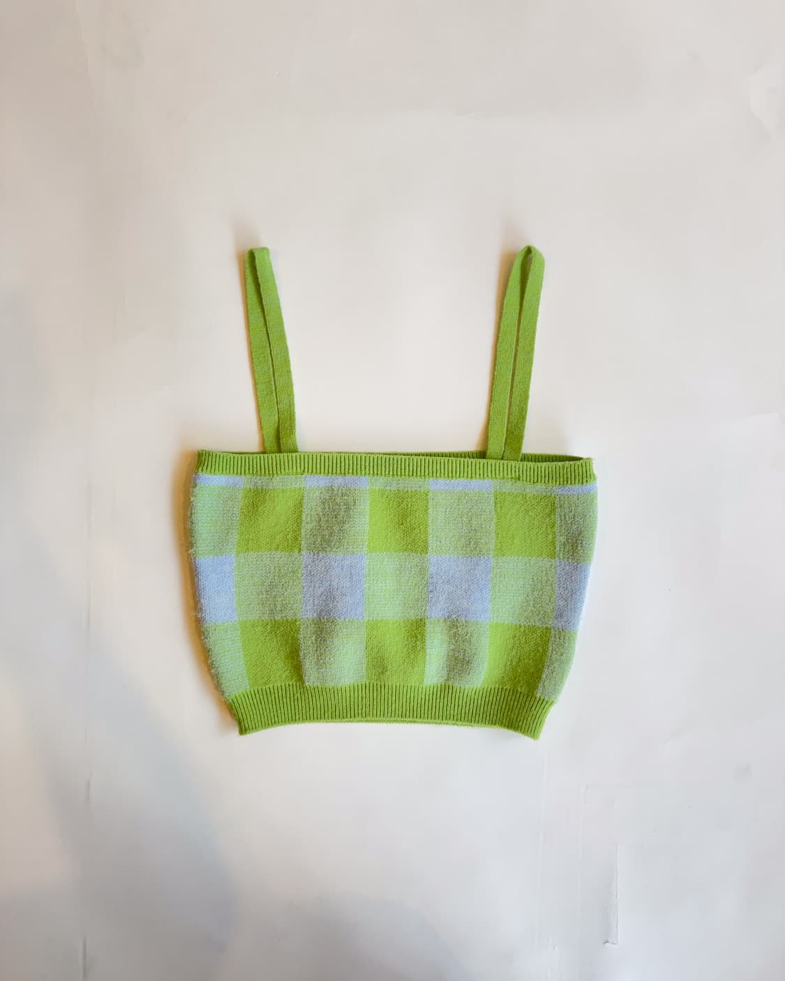 Green Check Knit Crop Top 상품이미지3