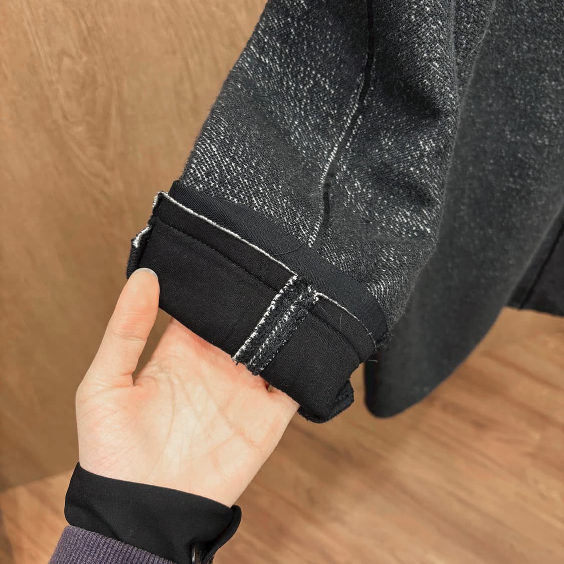 알렉산더 왕 롱 후드 코트 투웨어 집업 소매 롤업 디테일 루즈핏 차콜 상품이미지6