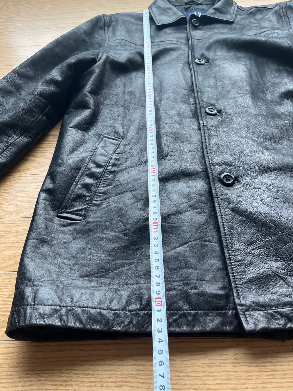 [L] 올드 갭 빈티지 레더 카 코트 블랙 상품이미지8