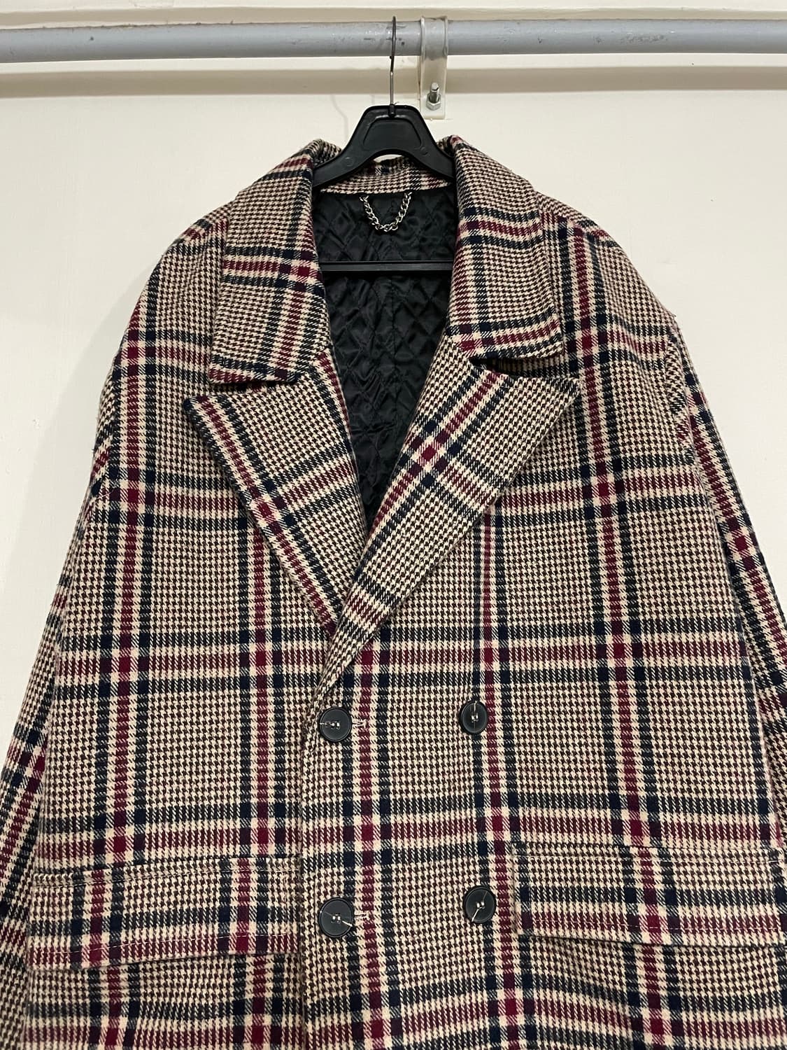 ESN 하운드 투스 울 체크 더블 코트 상품이미지3