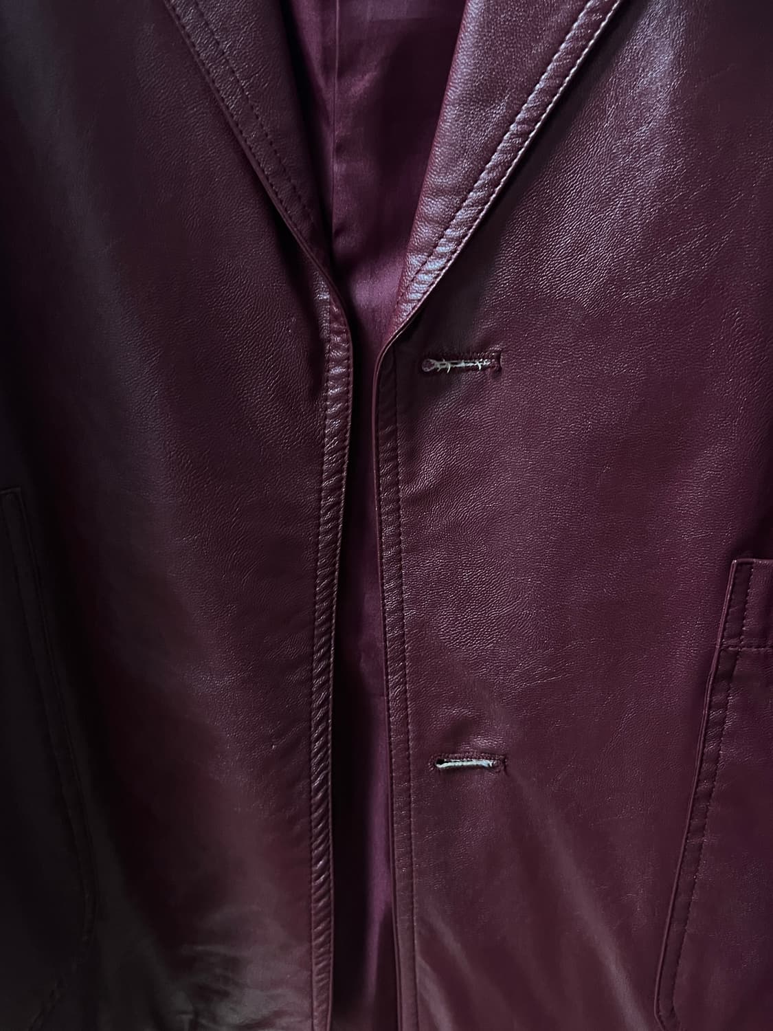 마가신 와인색 가죽 블레이저 자켓 상품이미지5