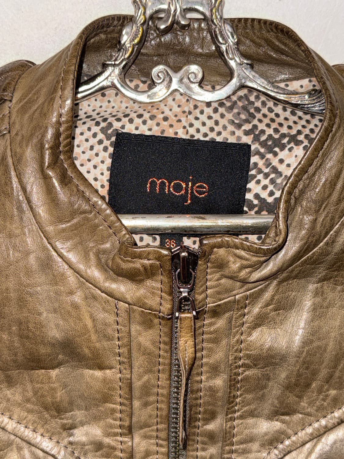 Maje ash brown lamb skin zipper jacket  상품이미지4