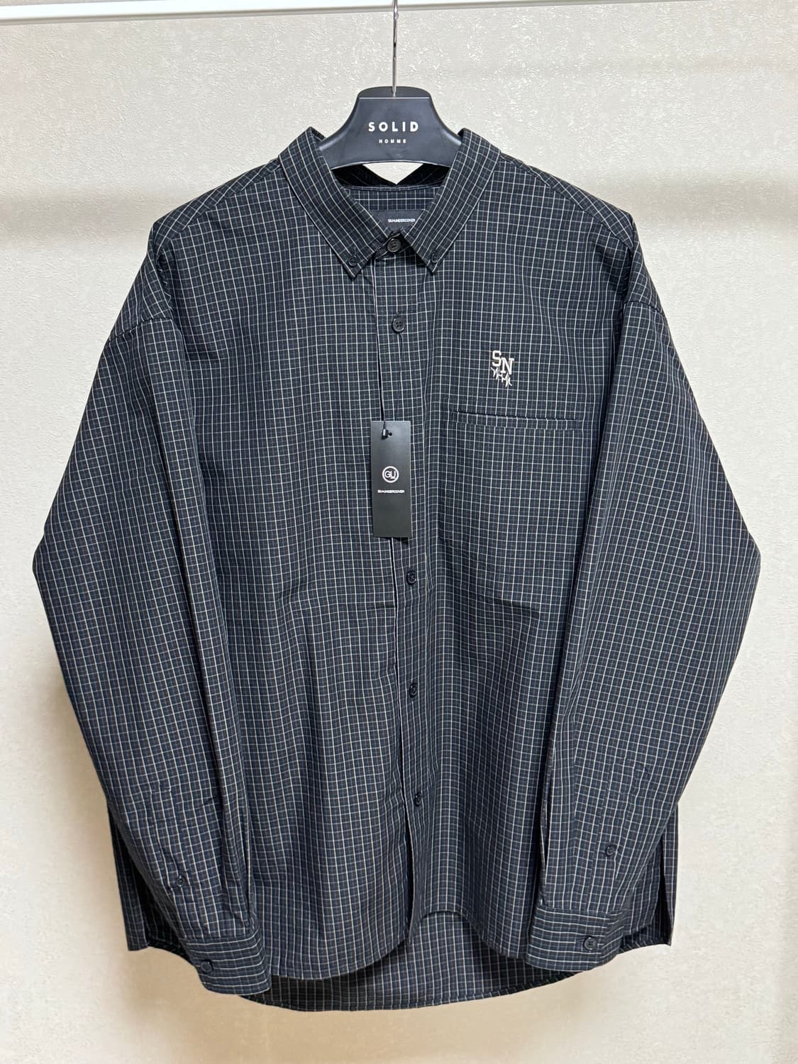 GU 언더커버 브로드체크 셔츠 블랙 상품이미지1