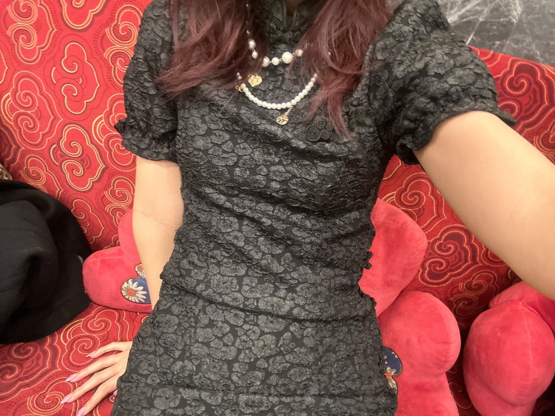 블랙 빈티지 치파오 갸루 파우닝큐빈티지아케호무와걸 상품이미지1