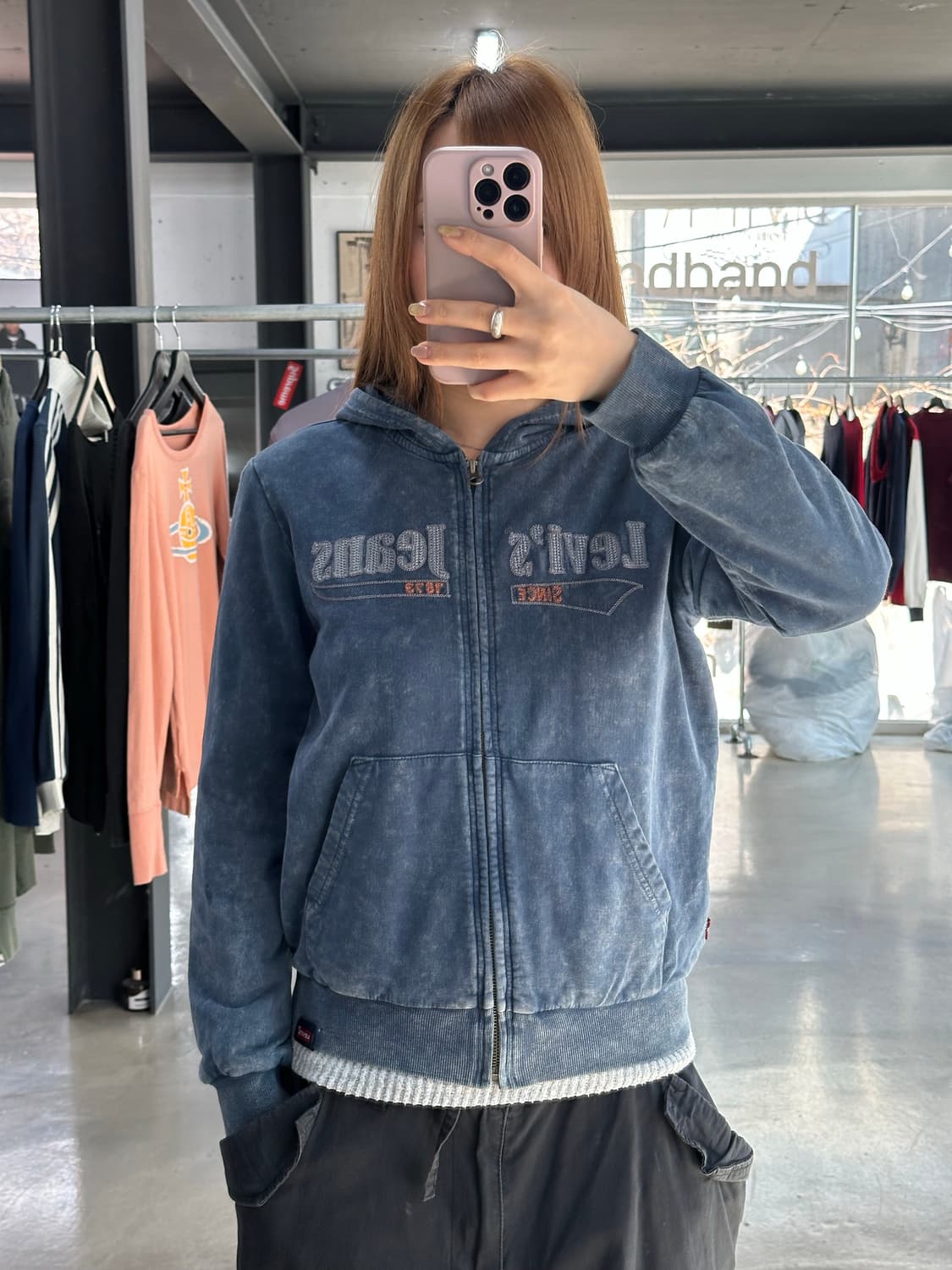 리바이스 워시드 데님 후드집업 상품이미지2