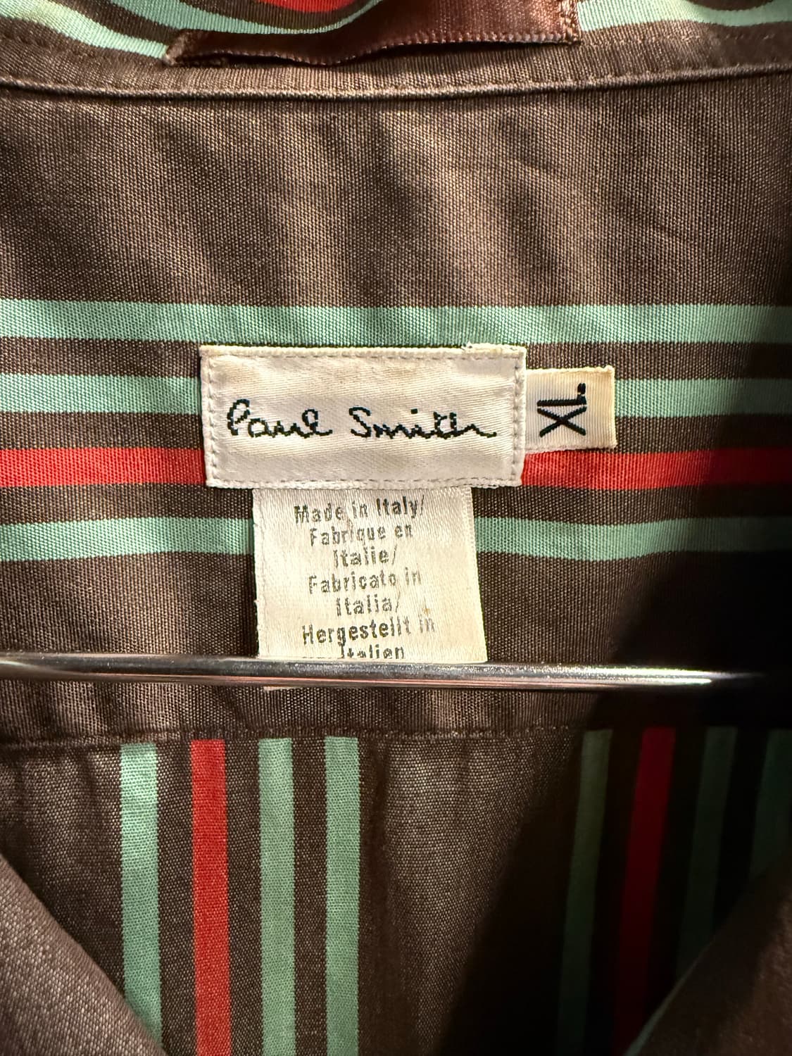 XL 폴스미스 PAUL SMITH 멀티 스트라이프 반팔 셔츠 브라운 상품이미지5