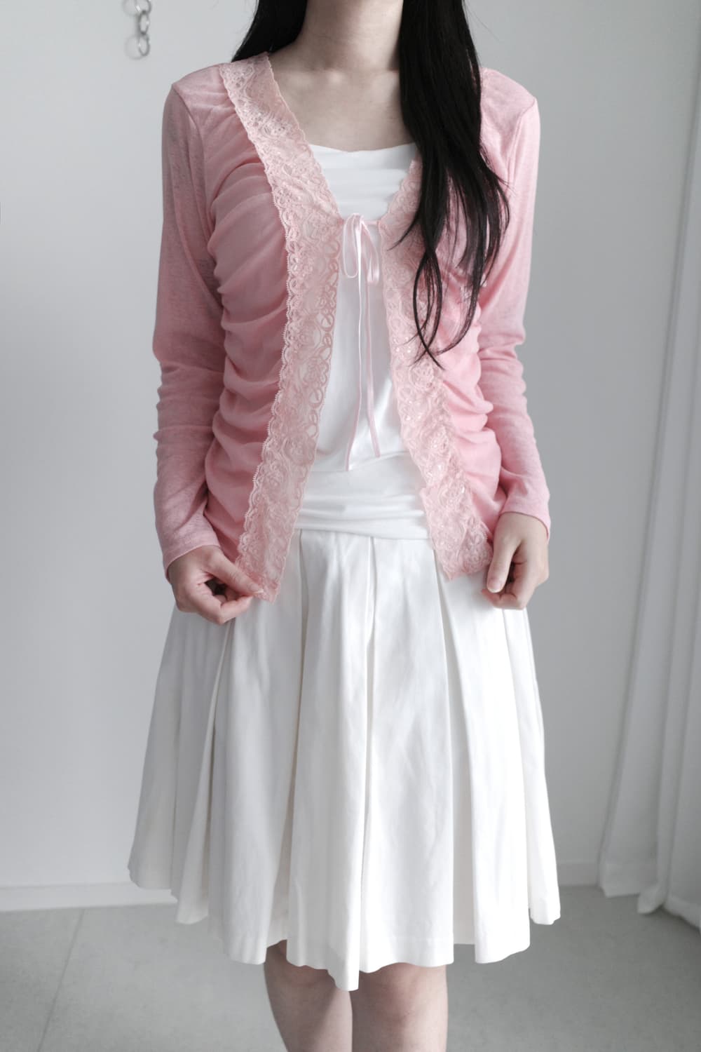 lace shirring cardigun 상품이미지5