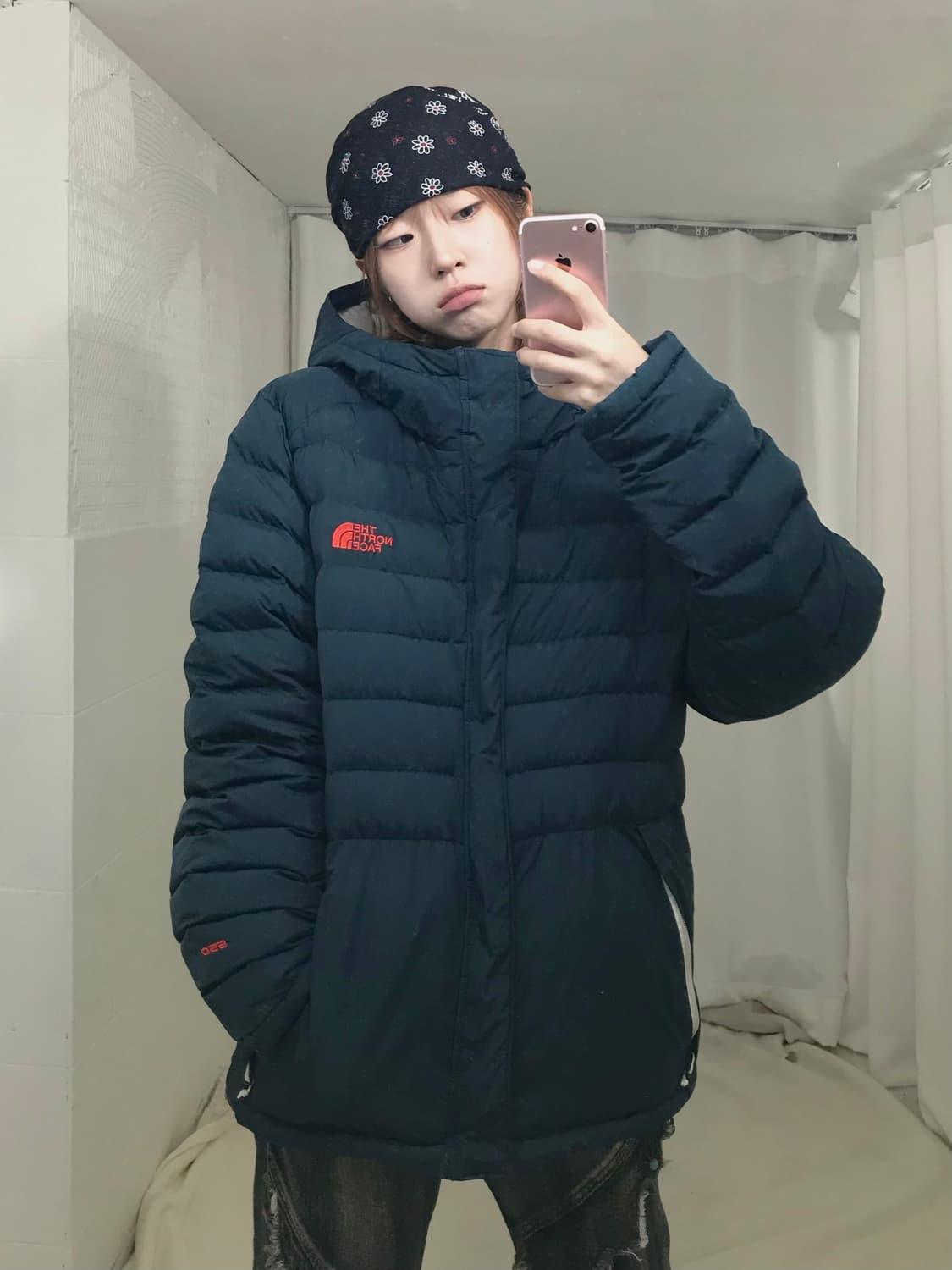 노스페이스 청록 오버핏 경량패딩 상품이미지1