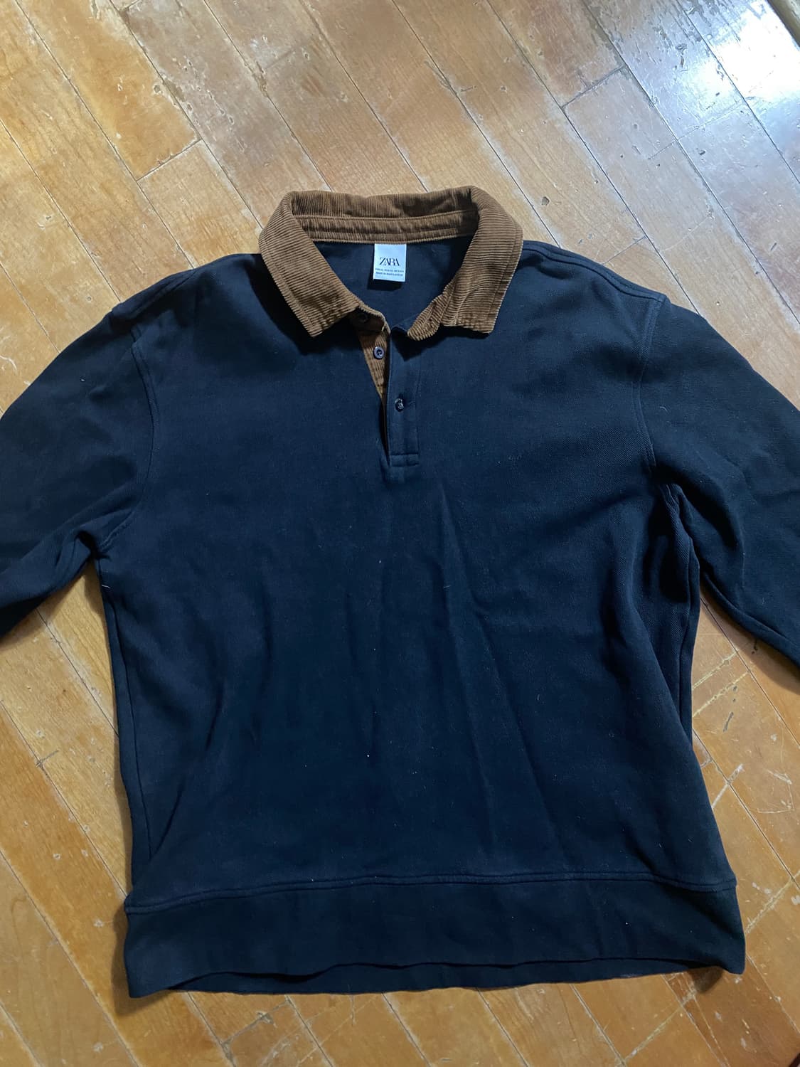 자라 남성 코듀로이 칼라 긴팔 폴로 XL 상품이미지1