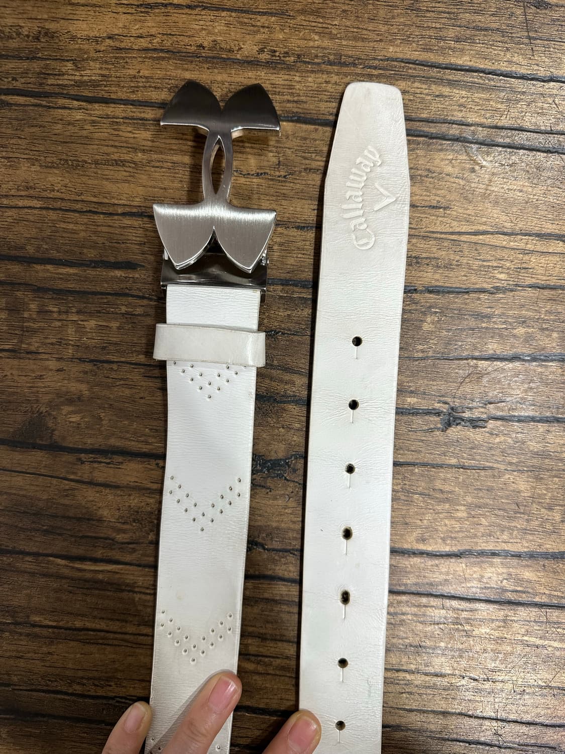 캘러웨이(Callaway) 빅로고 버클 화이트 가죽 골프 벨트 상품이미지5