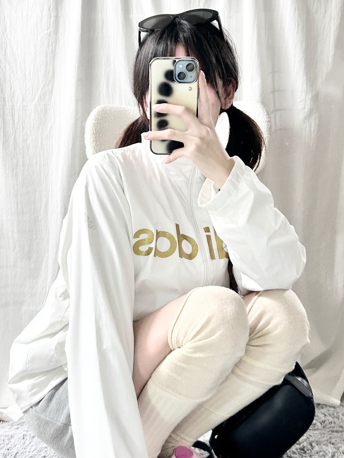 아디다스 글리터로고 화이트 바람막이 상품이미지2