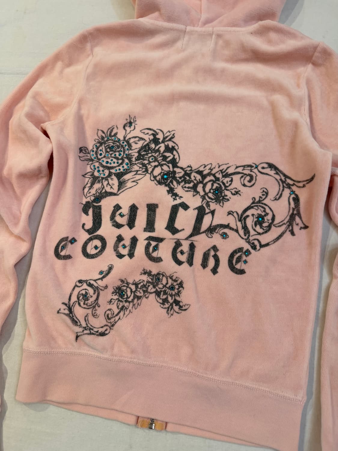 쥬시꾸뛰르 핑크 벨벳 딱붙핏 후드집업 (희귀) 상품이미지2