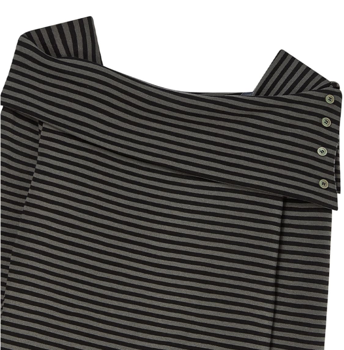 키티포터리 스트라이프 오프숄더 롱슬리브 티셔츠 카키 상품이미지2