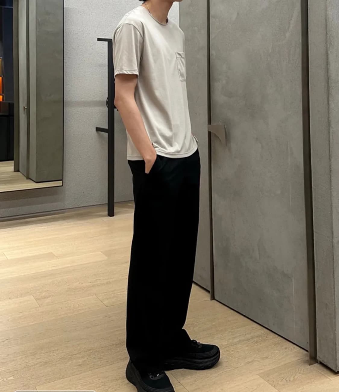 쿠어 수피마 코튼 세미오버핏 U넥 티셔츠 (라이트그레이) XL 상품이미지2