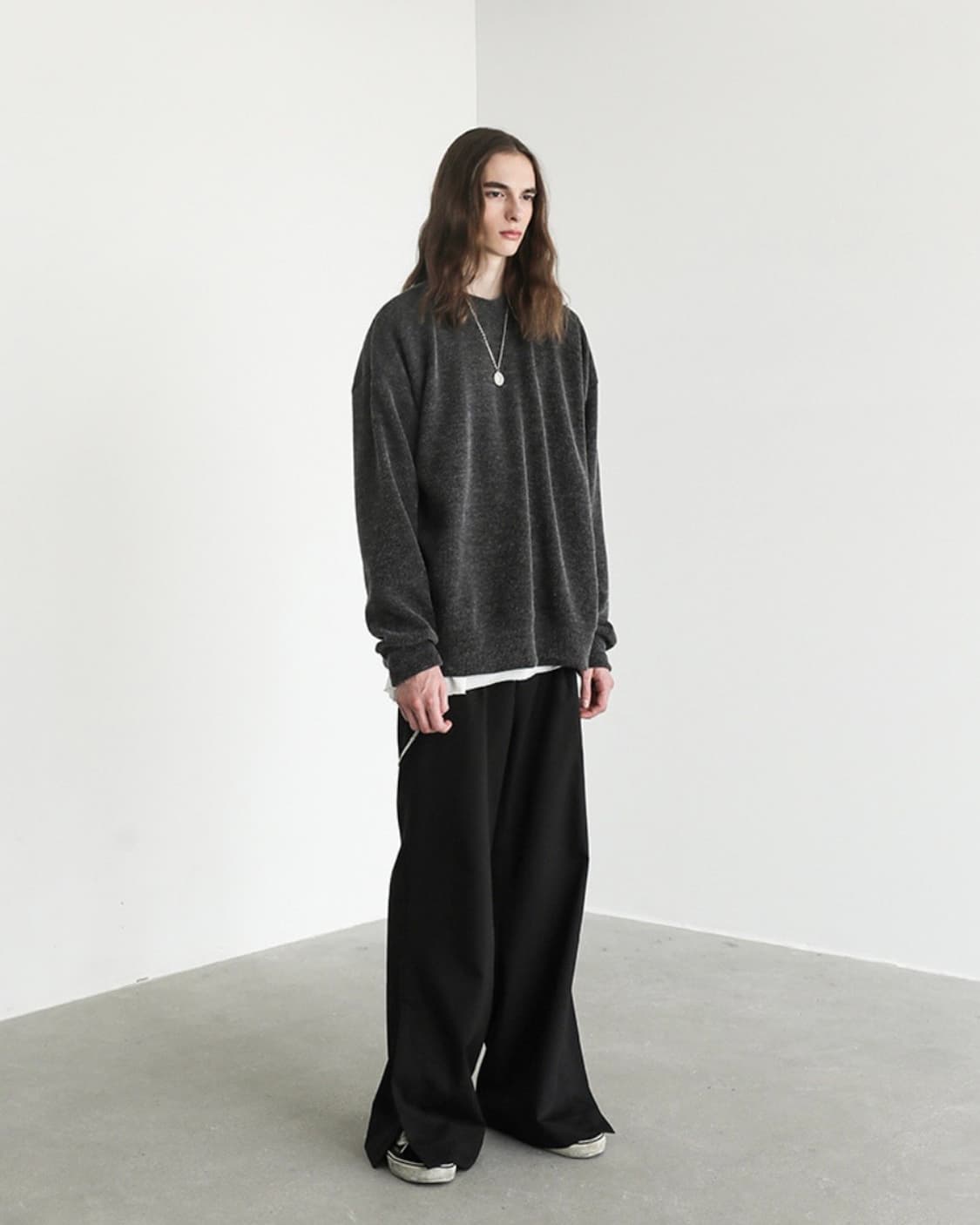 어반/ 플랙스 골지 오버핏 라운드 니트 다크그레이/ 3 상품이미지7