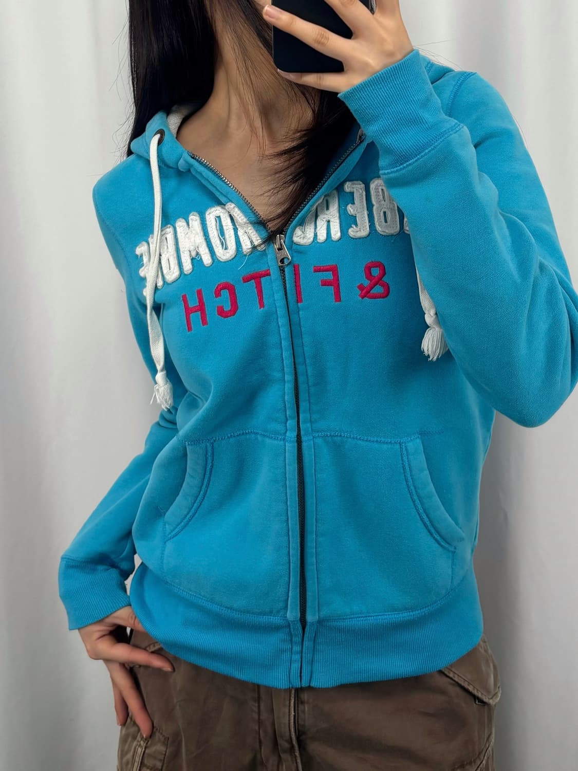 아베크롬비 블루 자수로고 후드집업 상품이미지3