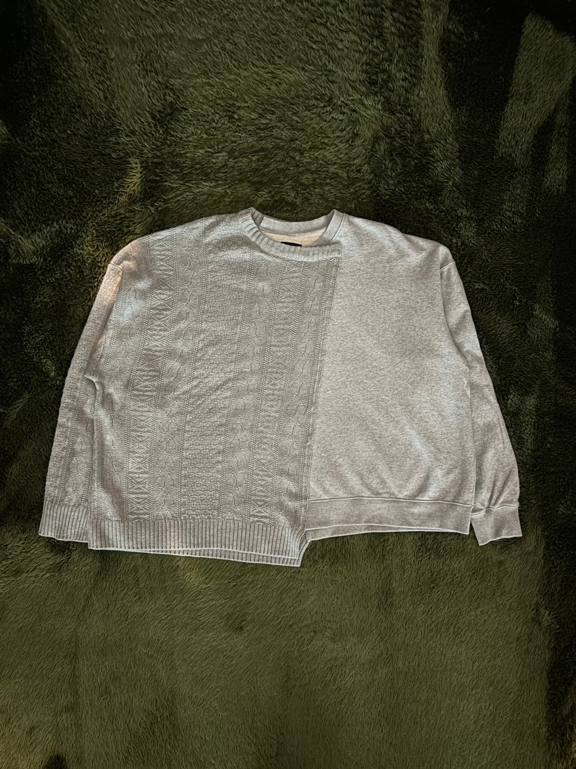 [XL] 아조바이아조 오버사이즈드 니트 앤 스웻셔츠 멜란지 그레이 상품이미지1