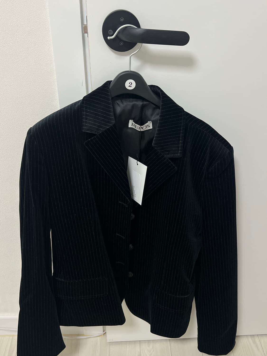 REPOS VELVET SLIM JACKET_BLACK M 상품이미지1