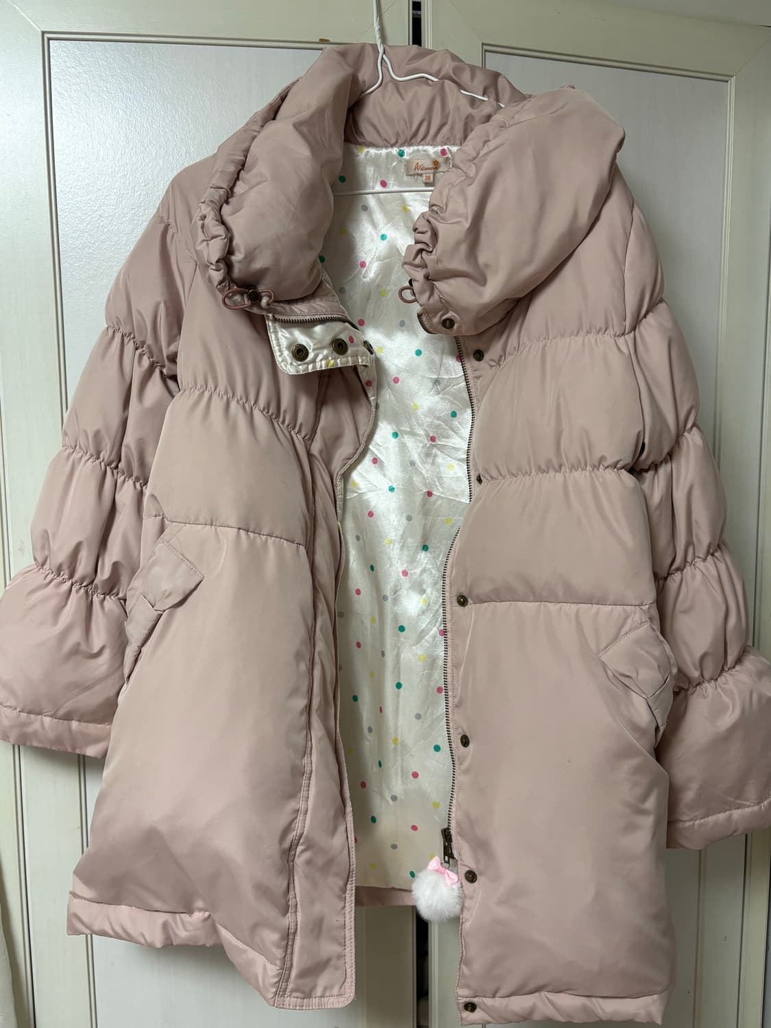 빈티지 핑크 리본 패딩 상품이미지2