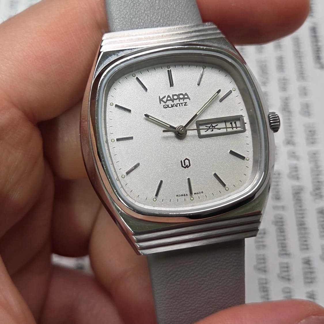 빈티지 카파(KAPPA) 순정 스파클 실버다이얼 한자 데이데이트 쿼츠  상품이미지4