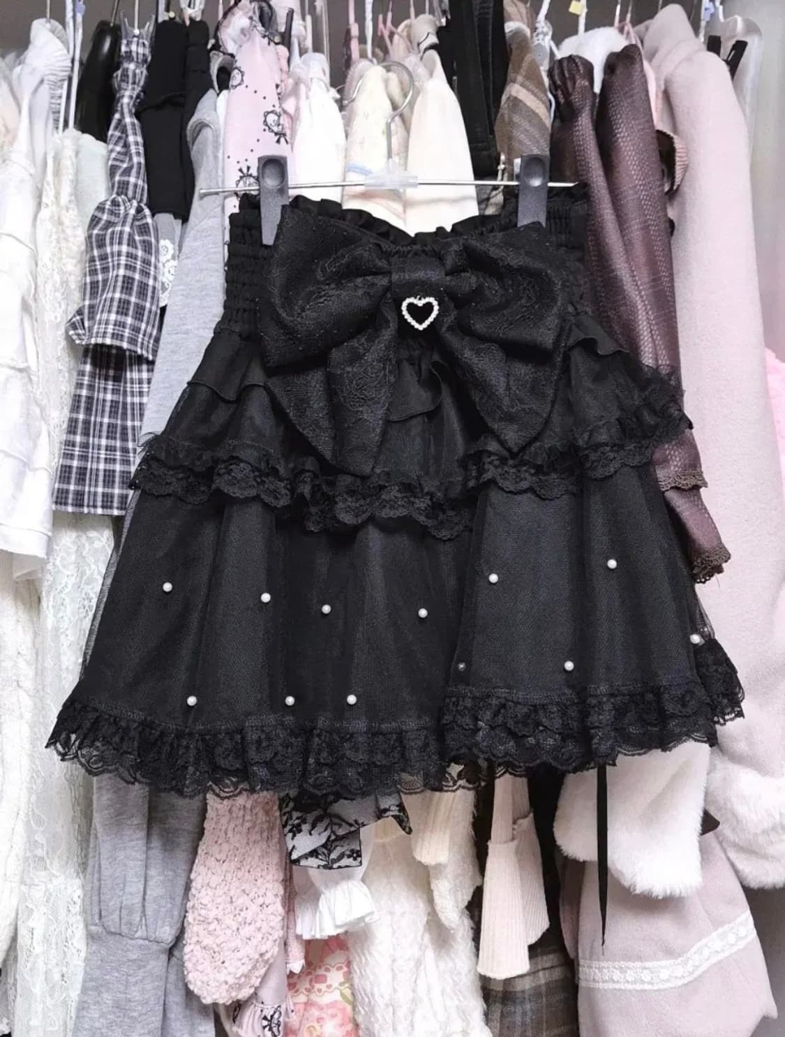 노에미 noemie 백리본 진주 스카판 레이스 래플 블라우스 세트 양지뢰 상품이미지3