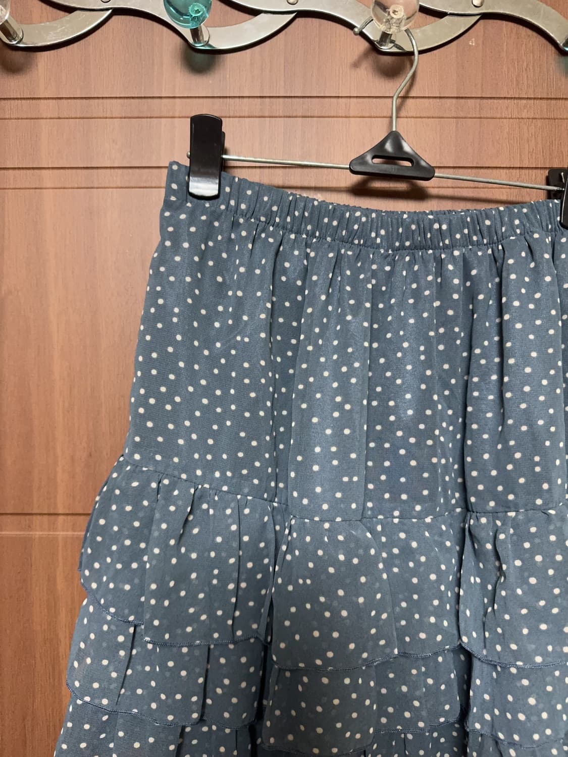 일본 빈티지 하구미 모리걸 블루 쉬폰 도트 캉캉 스커트 상품이미지2