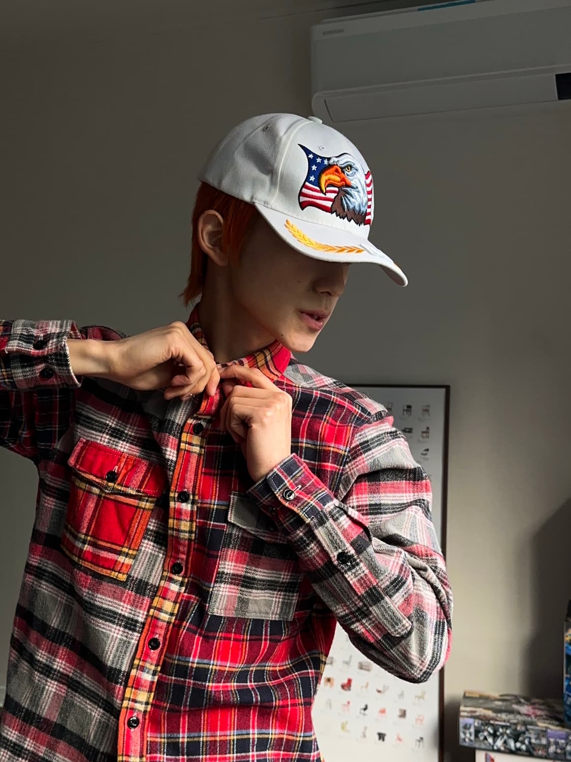 Beams 하프 앤 하프 플레이드 체크 셔 상품이미지2