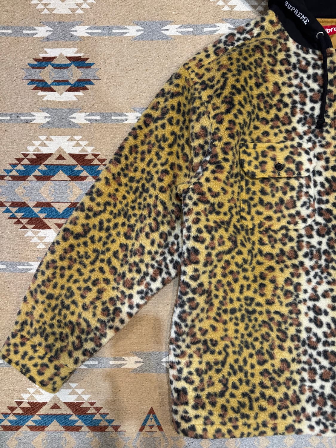 [L] 슈프림 플리스 집업 후드 브라운 레오파드 상품이미지2