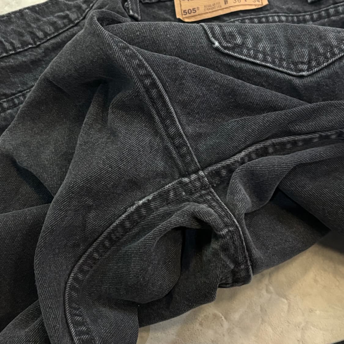[36/34] 90s USA🇺🇸 리바이스 505 오렌지 탭 블랙 흑청 상품이미지8